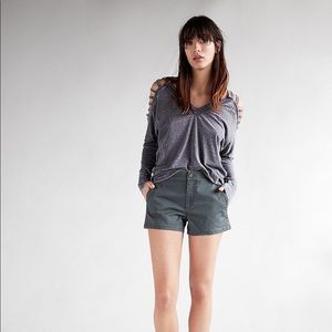Express Mid Rise Relaxed Twill Shorts